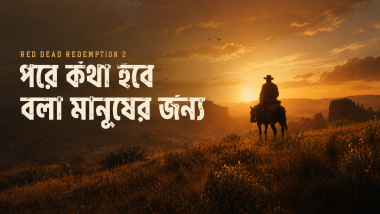 Arthur Morgan on horseback overlooking a golden sunset in Red Dead Redemption 2